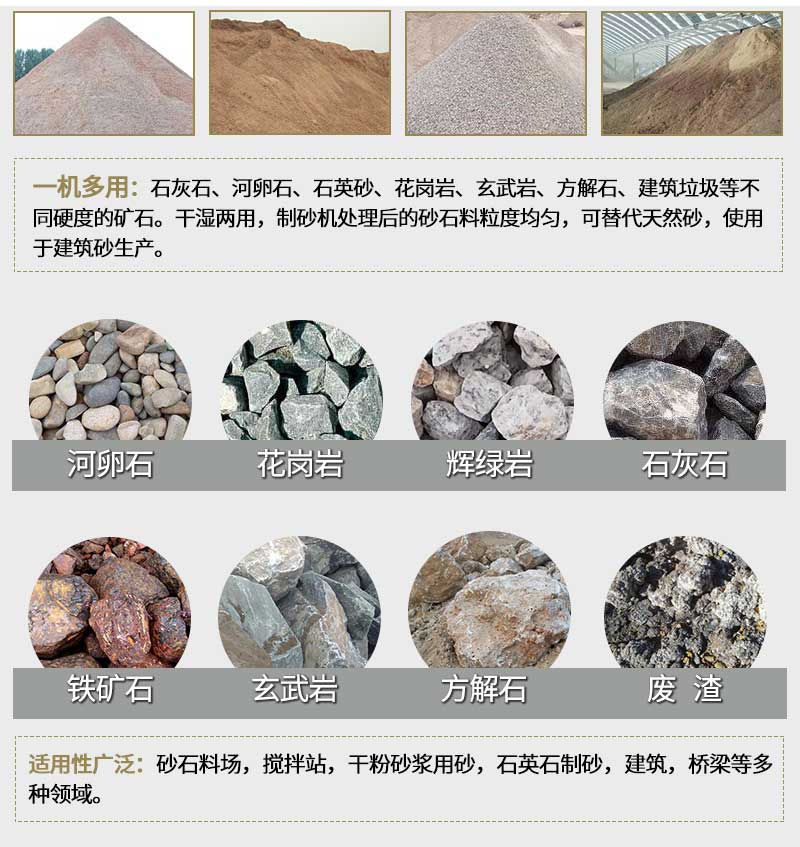 制砂機(jī)適用物料